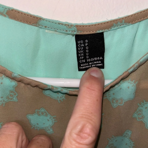 H&M Teal and Gray Hello Kitty Sleeveless Top small - Picture 3 of 8